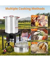 Xo 50000 Btu Propane Cooker Set, 30Qt Turkey Fryer and 10Qt Fish Fryer Combo for Camping
