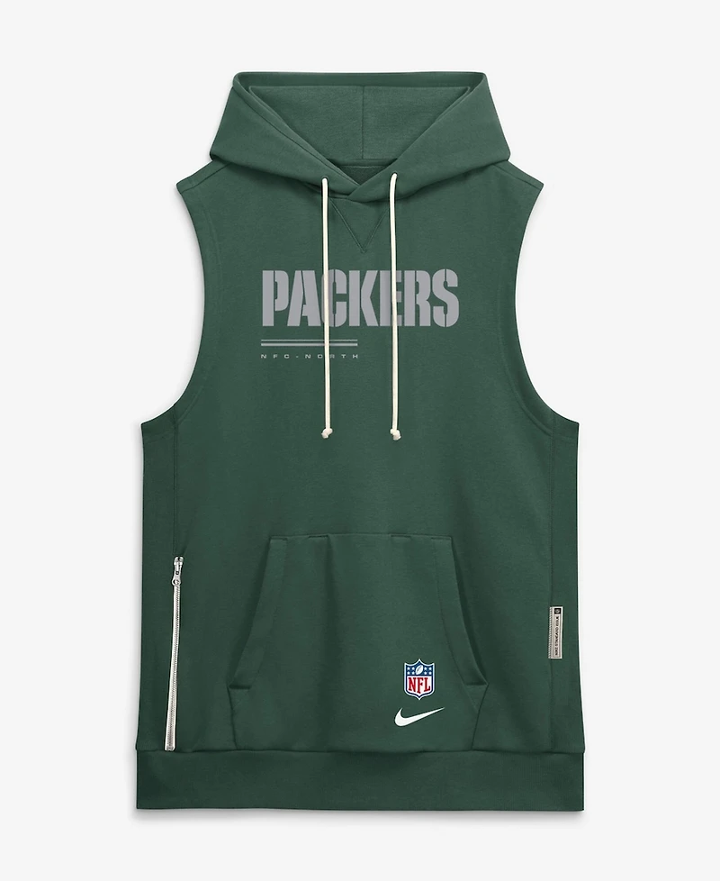 Nike Men's Green Bay Packers Sideline Standard Issue Dri-fit Sleeveless Hoodie
