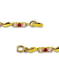 Macy's Round Pink, Champagne, Red Cubic Zirconia and Polish "S" Shape Bracelet