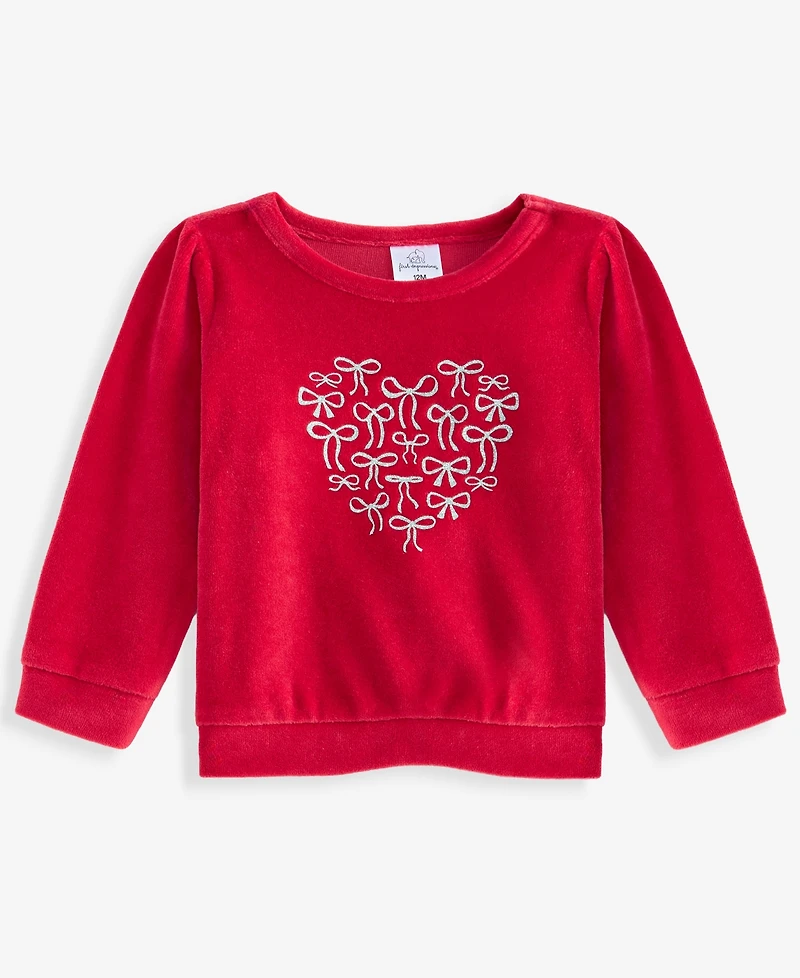 First Impressions Baby Girls' 3M-24M Mix & Match Long-Sleeve Bows Heart Velour Top, Macy's Exclusive
