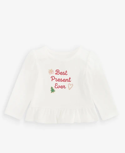 First Impressions Baby Girls' 3M-24M Mix & Match Long-Sleeve Best Present Ever Peplum T-Shirt, Macy's Exclusive