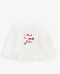 First Impressions Baby Girls' 3M-24M Mix & Match Long-Sleeve Best Present Ever Peplum T-Shirt, Macy's Exclusive