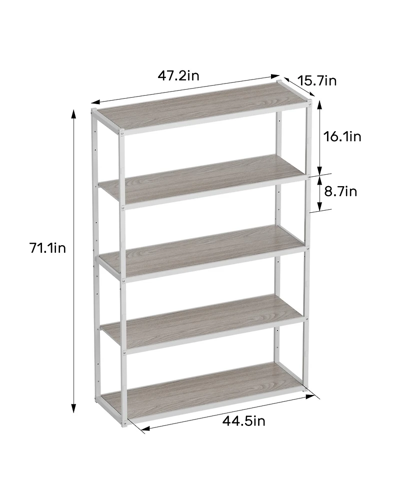 5-Shelf Heavy-Duty Adjustable Garage Storage Shelving, White (47.2 in. W x 71.1 in. H x 15.7 in. D