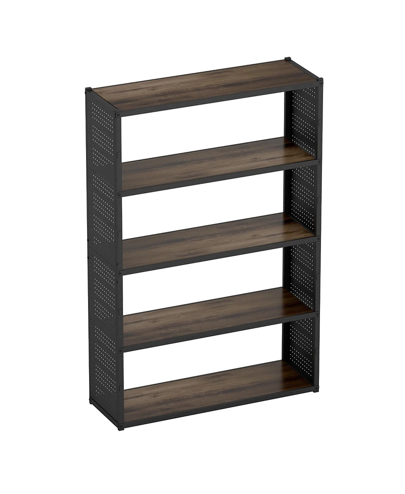 5-Shelf Heavy-Duty Adjustable Garage Storage Shelving with Side Pegboards