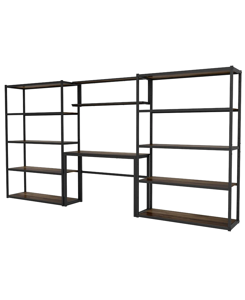 Heavy-Duty Wide Garage Storage and Workstation System, Black (144.2 in. W x 71.1 in. H x 15.7 in. D