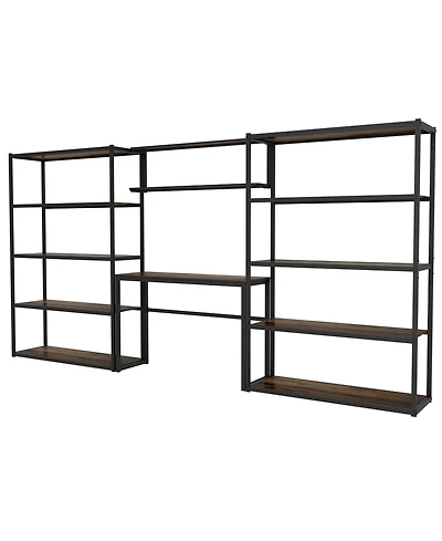 Heavy-Duty Wide Garage Storage and Workstation System, Black (144.2 in. W x 71.1 in. H x 15.7 in. D