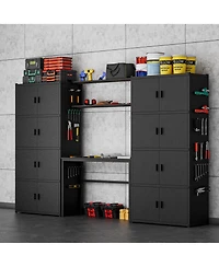 5-Shelf Heavy-Duty Garage Cabinet and Workstation System w/ Side Pegboards