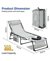 ECHTPeak Face Down Chaise Outdoor Recliner Chair, 5-Position Adjustable Sunbathing, with Faceand Arm Holes, for Pool, Beach, Patio, Lawn