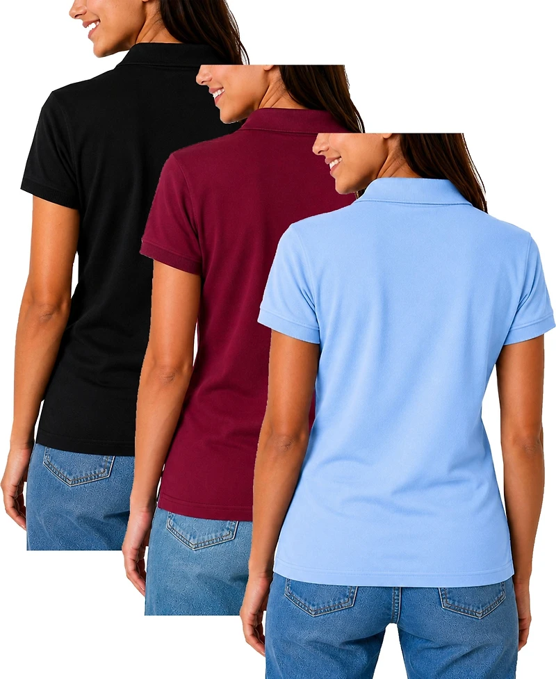 Galaxy By Harvic Women's Short Sleeve School Uniform Pique Polo Shirt- Pack