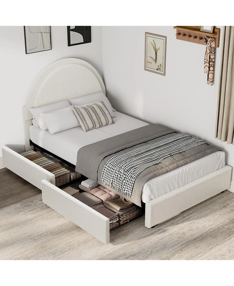 gaomon Boucle Bed Frame with Storage Drawers