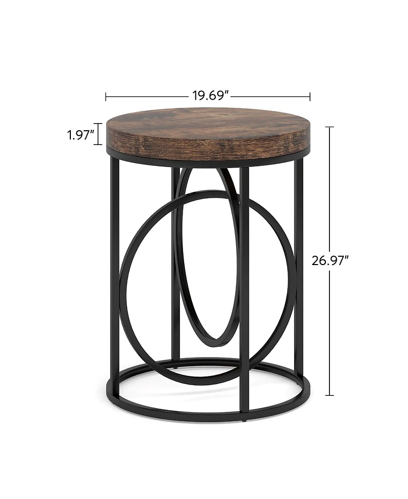 Slickblue Modern Round End Table, Sofa Side Table for Living Room