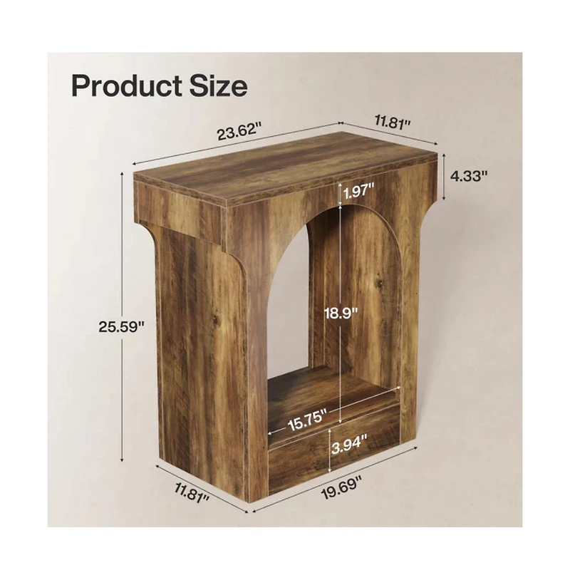 Slickblue 2-Tier Narrow Side Table with Convenient Storage Space
