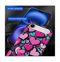 Gonez Case for iPhone Air, 2-in-1 Dual-Layer Shockproof Protection, Cute Heart Print Glossy