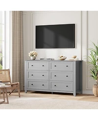 gaomon 6 Drawer Dresser For Bedroom, 54" Wide Large Dresser With Deep Drawers And Metal Knobs, Modern Wooden Chests Of Drawers