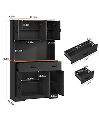 gaomon Sideboard Cabinet with 2 Drawers and 6 Doors, Chevron Design, Storage Buffet for Dining or Living Room