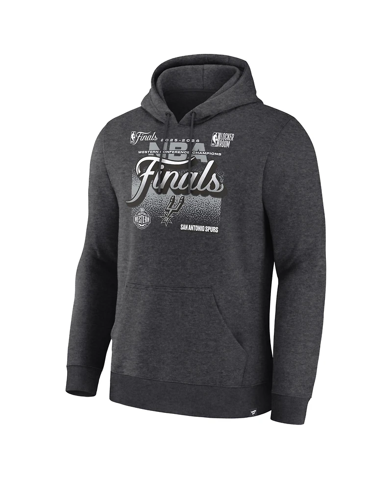 Fanatics Men's Charcoal San Antonio Spurs 2026 Western Conference Champions Locker Room Pullover Fleece Hoodie