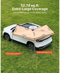 Cozito 270 Degree Vehicle Awning, 52 sq ft Driver Side Car Shelter with Carry Bag