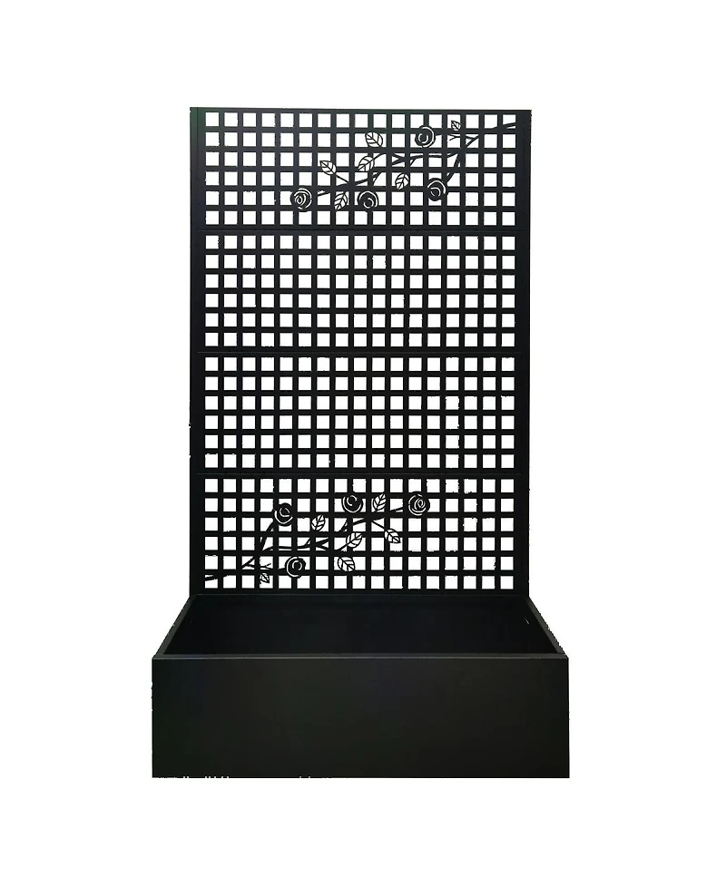 Asagikoiai 70.9" Outdoor Metal Planter Box with Trellis Lattice, Raised Garden Bed for Patio
