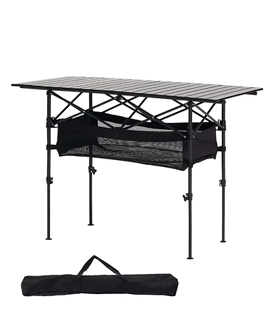 Yiortwo Folding Portable Camping Table, Aluminum Roll Up Picnic Table with Storage Bag