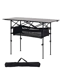 Yiortwo Folding Portable Camping Table, Aluminum Roll Up Picnic Table with Storage Bag