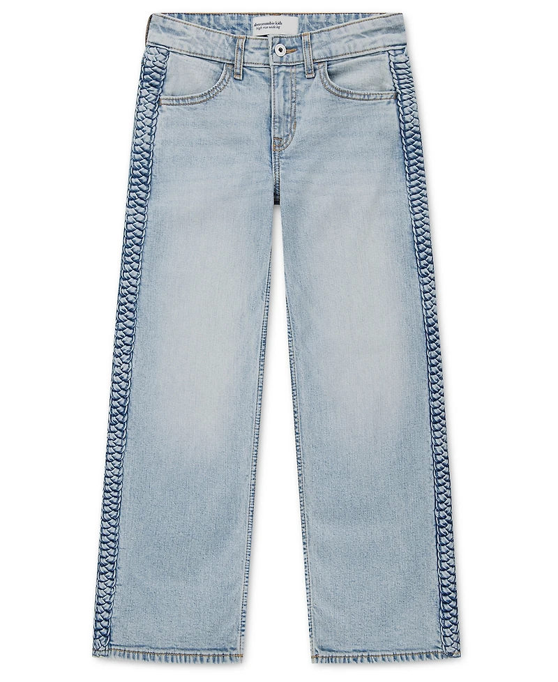 abercrombie kids Girls' 5-16 Braided High-Rise Wide-Leg Jeans