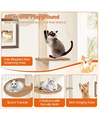 Gymax Floor to Ceiling Cat Tree for Indoor Cats 101''-108.5'' Height Adjustable Tall Cat Tower