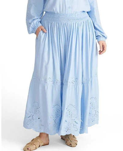 Universal Standard Plus Tosca Embroidered Linen Maxi Skirt