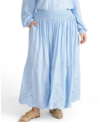 Universal Standard Plus Tosca Embroidered Linen Maxi Skirt