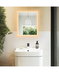 Luvodi 16" x 20" Rectangular Wall Mirror Anti-Fog Led Mirror Stepless Dimmable Lighted Bathroom Mirror