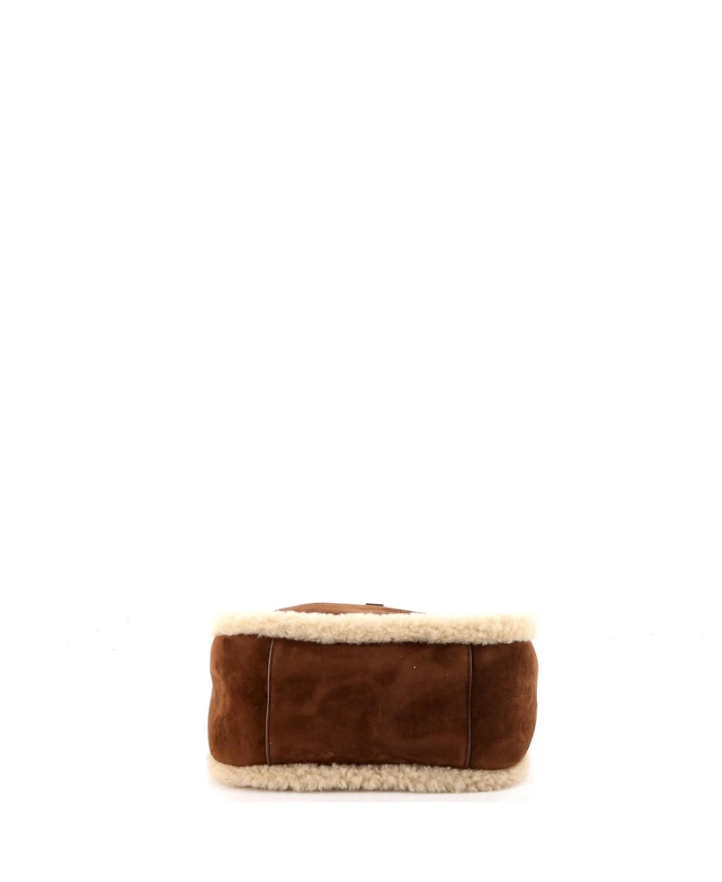 Pre-Owned Saint Laurent Small Le 5 a 7 Supple Hobo Suede with Shearling