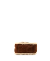 Pre-Owned Saint Laurent Small Le 5 a 7 Supple Hobo Suede with Shearling