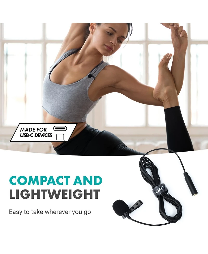 Movo uLav - Wired Omnidirectional Usb-c Lavalier Clip On Microphone