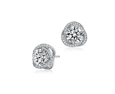 Rachel Glauber Dainty Gold Plated Radiant Cz Knot Stud Earrings