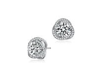Rachel Glauber Dainty Gold Plated Radiant Cz Knot Stud Earrings