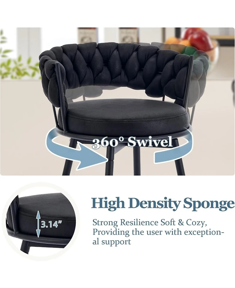 Dyhome Set of 2 28 Inch Bar Stools, 360degree(s) Swivel Modern Counter Height Stools
