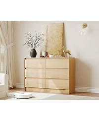gaomon 6 Drawer Dresser, 47-Inch-Wide Chest of Drawers with Handle-Less Design,Storage Cabinet for Bedroom and Living Room