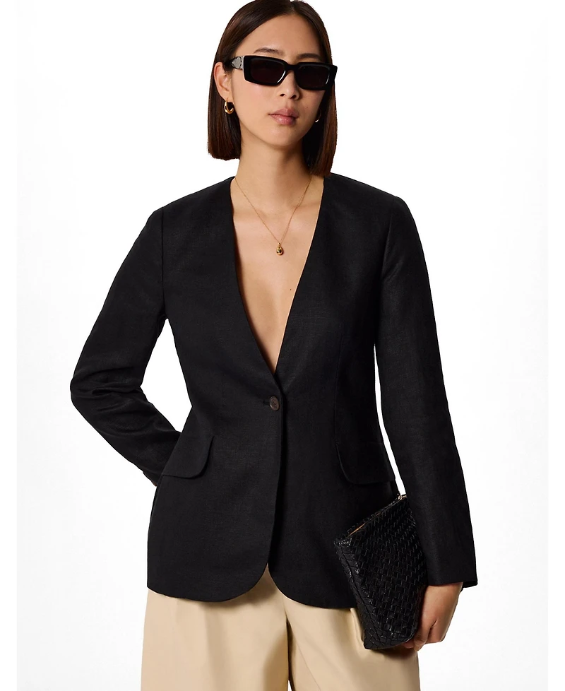 Whistles Women's Collarless Linen Blazer