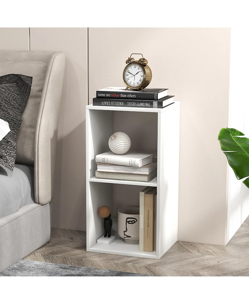 Gymax 2 Cube Bookshelf Modern Vertical Bookcase with Back Guardrail and Anti Tipping Kits