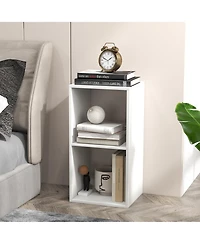 Gymax 2 Cube Bookshelf Modern Vertical Bookcase with Back Guardrail and Anti Tipping Kits