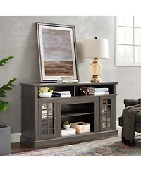 Rainsken Farmhouse Wood Tv Stand, with Open and Closed Storage Space, for Up to 65" , Home Entertainment Console Table, Living Room