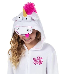 Minions Kid's Fluffy Unicorn Character Union Suit One Piece Hooded Pajama