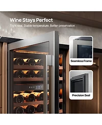 Ca'Lefort 24 Inch 52 Bottle Wine Cooler Refrigerator, 40-65degree(s)F Dual Zone Wine Refrigerator,3 Led Built-in for Home/Bar (5.65 Cubic Feet)