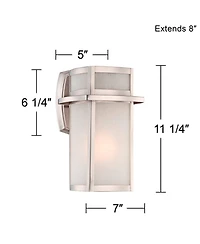 Possini Euro Design Delevan Modern Outdoor Wall Lights Fixture Set of 2 Brushed Nickel Frosted Seedy Glass for Post Exterior Barn Deck House