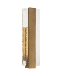 Possini Euro Design Cascadia 18inch High Modern Outdoor Wall Light Fixture Mount Porch Led Bulb Gold Brass Finish Piastra Glass Shade
