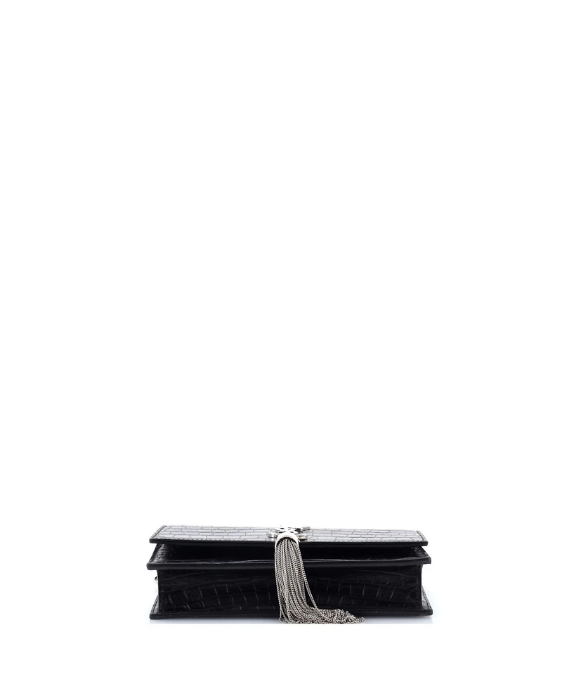 Pre-Owned Saint Laurent Classic Monogram Tassel Chain Wallet Embossed Leather