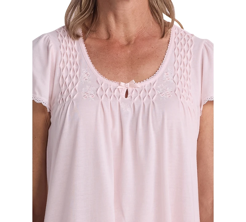 Miss Elaine Women's Short-Sleeve Solid Short Nightgown