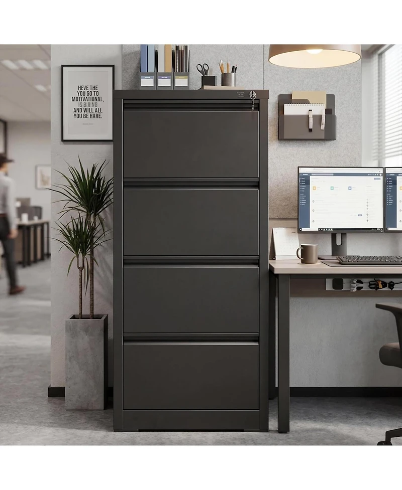 gaomon 4-Drawer File Cabinet with Lock – Metal File Storage Cabinet for Home Offices, Adjustable Hanging Folders