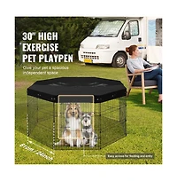 Ruie 8 Panel Foldable Metal Dog Playpen 30 in Tall with Oxford Top Cover