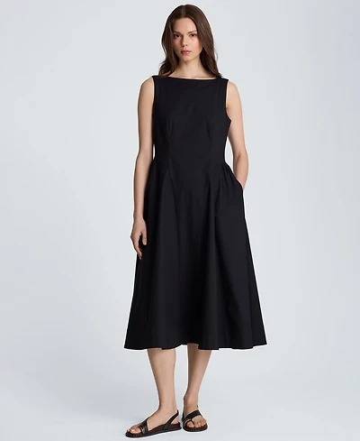Kenneth Cole Women's Sleeveless Boat Neck Midi Dress
