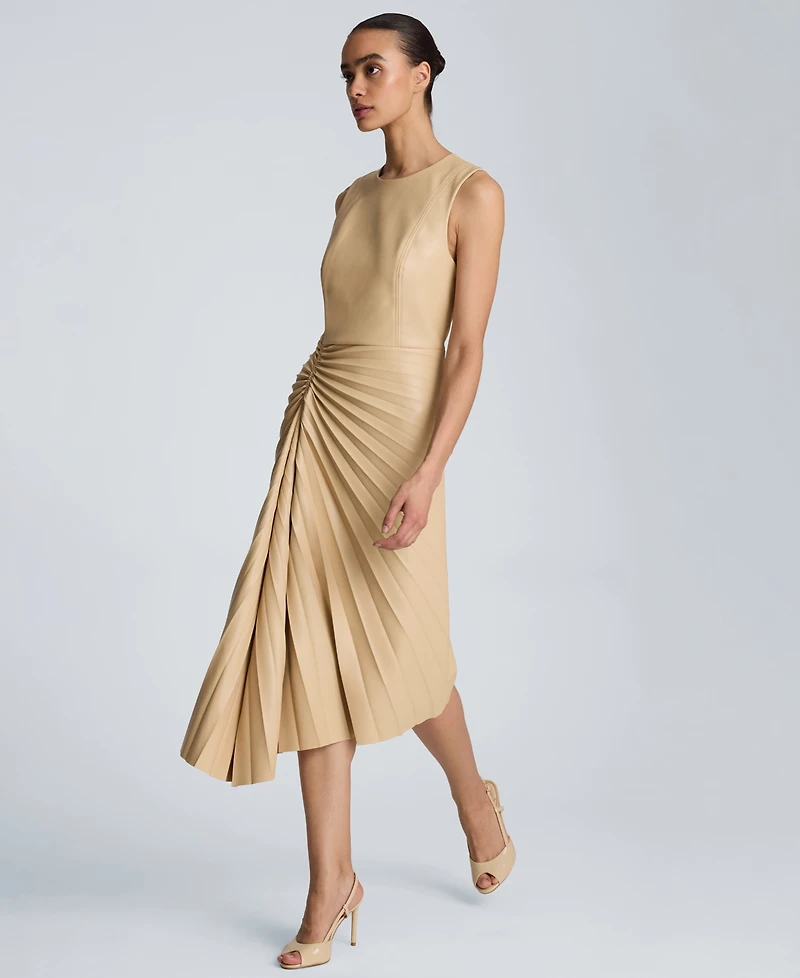 Kenneth Cole Women's Sunburst Pleated Midi Dress